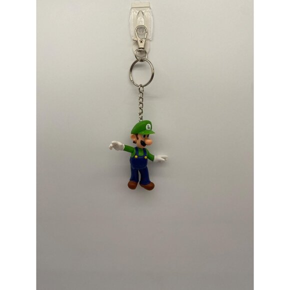 Upcycled Nintendo Luigi Figurine Keychain - Retro Toy Purse Charm - Picture 1 of 4